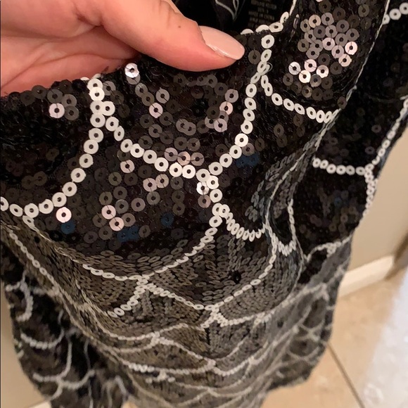 Sequin black and white fish scale print dress - Picture 2 of 4